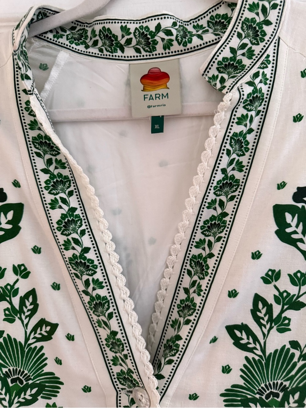 Farm Rio White Maxi Dress with Green Floral Print - Picture 4 of 9